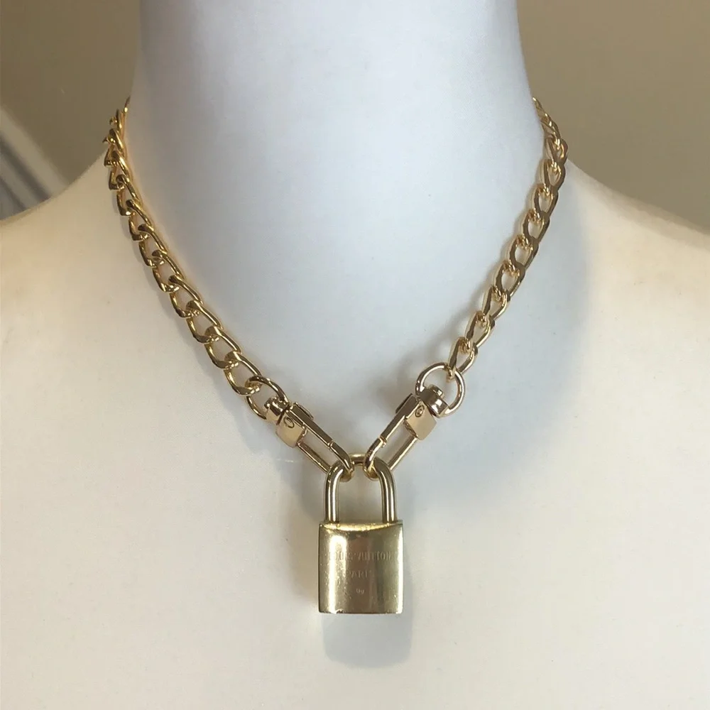 Non-Branded Gold Tone Chain Necklace For LV Lock Key 8” 16” 18” 23” 32” 42” 47” - Picture 9 of 16